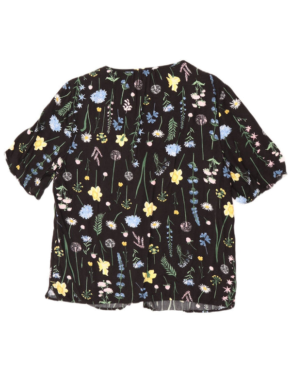 Joules Blusa de manga corta para mujer UK 40 Medium Black Floral Viscosa