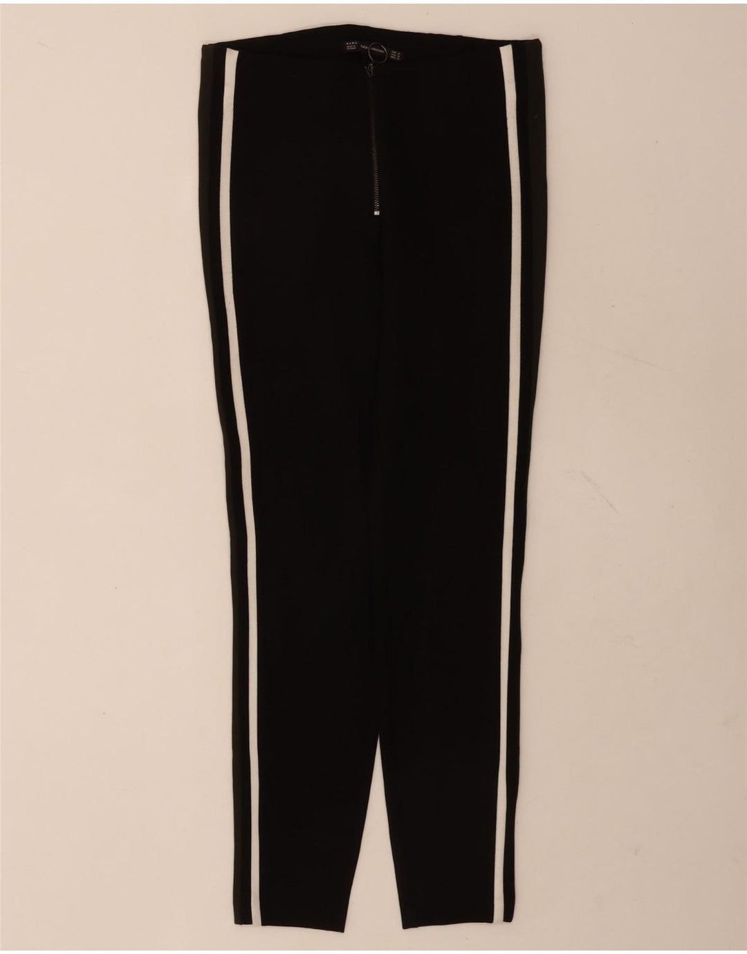 Zara Mujer Pantalones De Chándal UK 42 Medium Negro Colorblock Viscosa