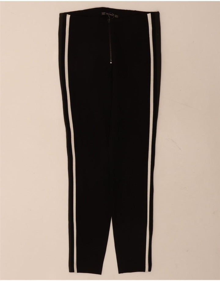 Zara Mujer Pantalones De Chándal UK 42 Medium Negro Colorblock Viscosa