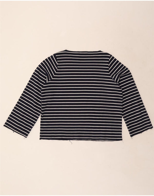 Zara Mujer Trafaluc Top Manga Larga UK 10 Small Azul Marino Rayas