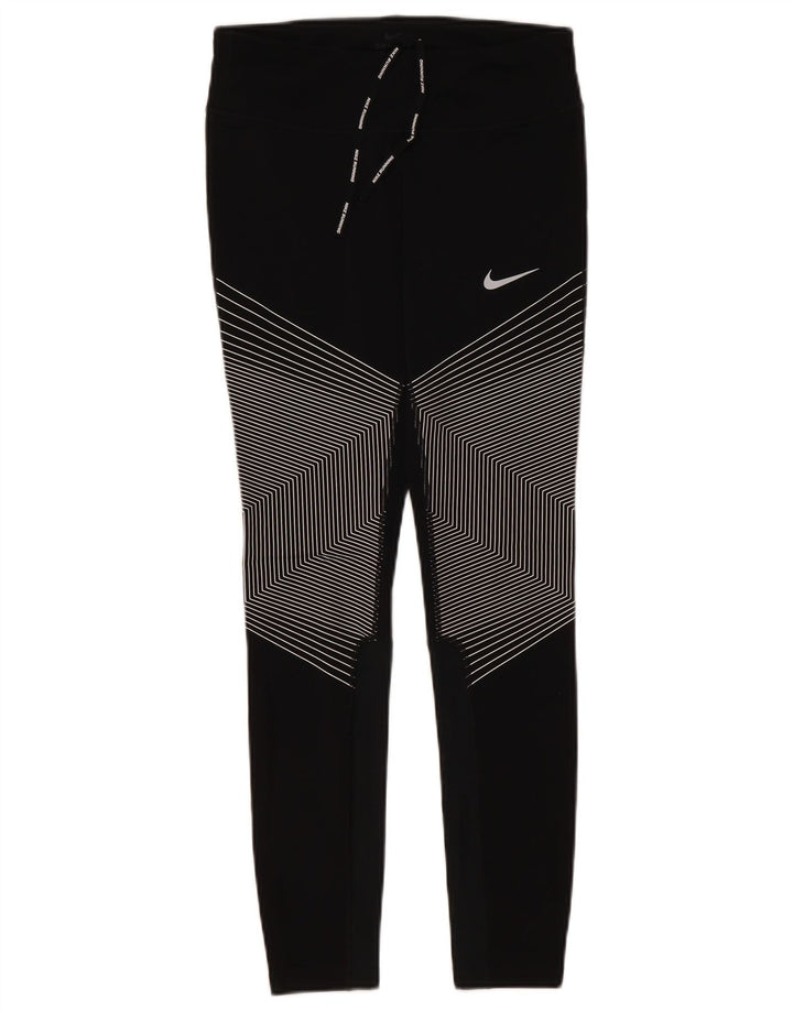 NIKE Leggings Dri Fit para mujer UK 10 Small Black Poliéster a rayas