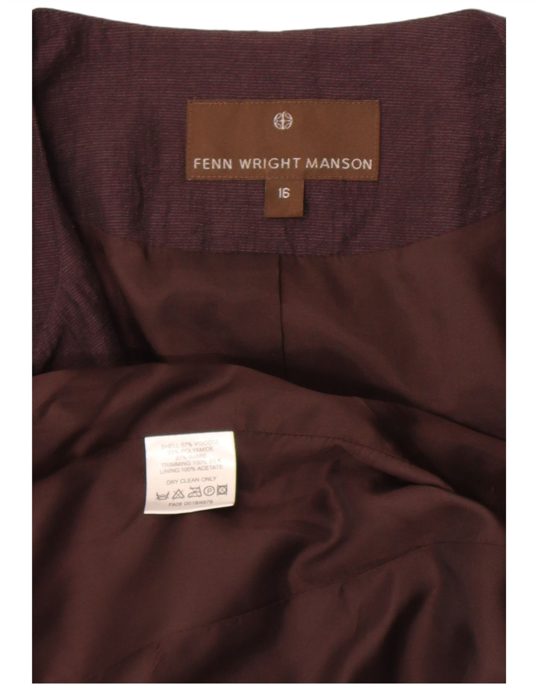 Fenn Wright Manson Chaqueta Blazer de Manga 3/4 para Mujer UK 46 Grande Púrpura