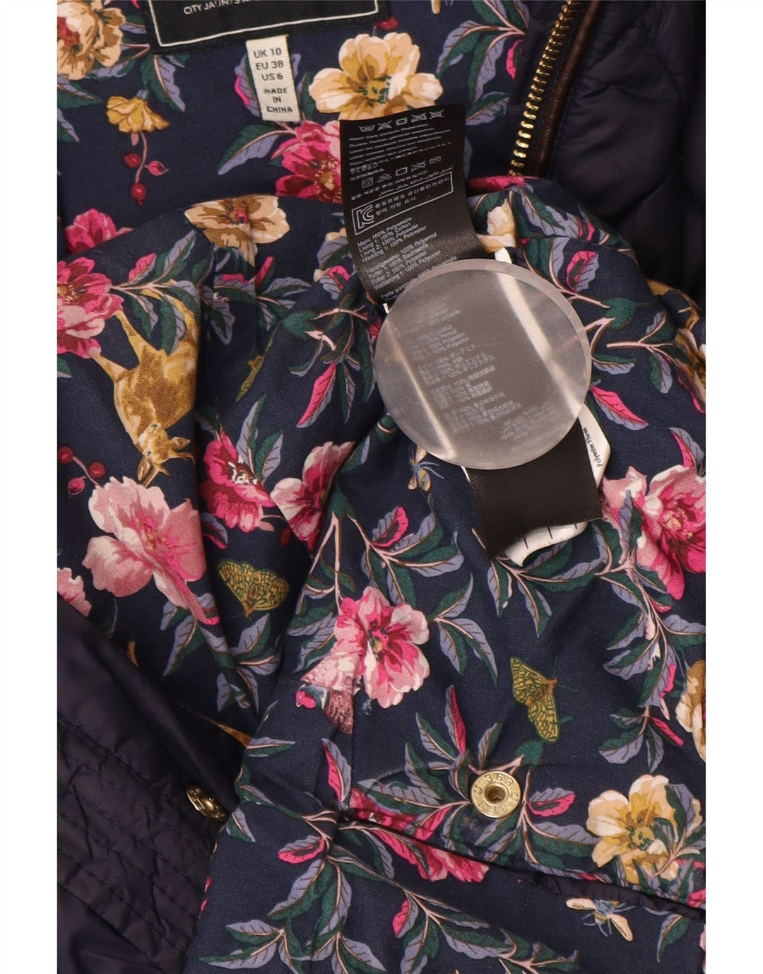 JOULES Chaqueta acolchada para mujer UK 10 Small Azul marino Poliamida