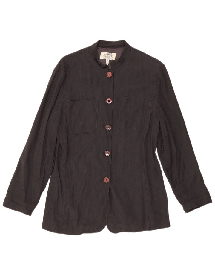 ARMANI JEANS Chaqueta tipo blazer de 5 botones para mujer UK 44 Grande Viscosa negra