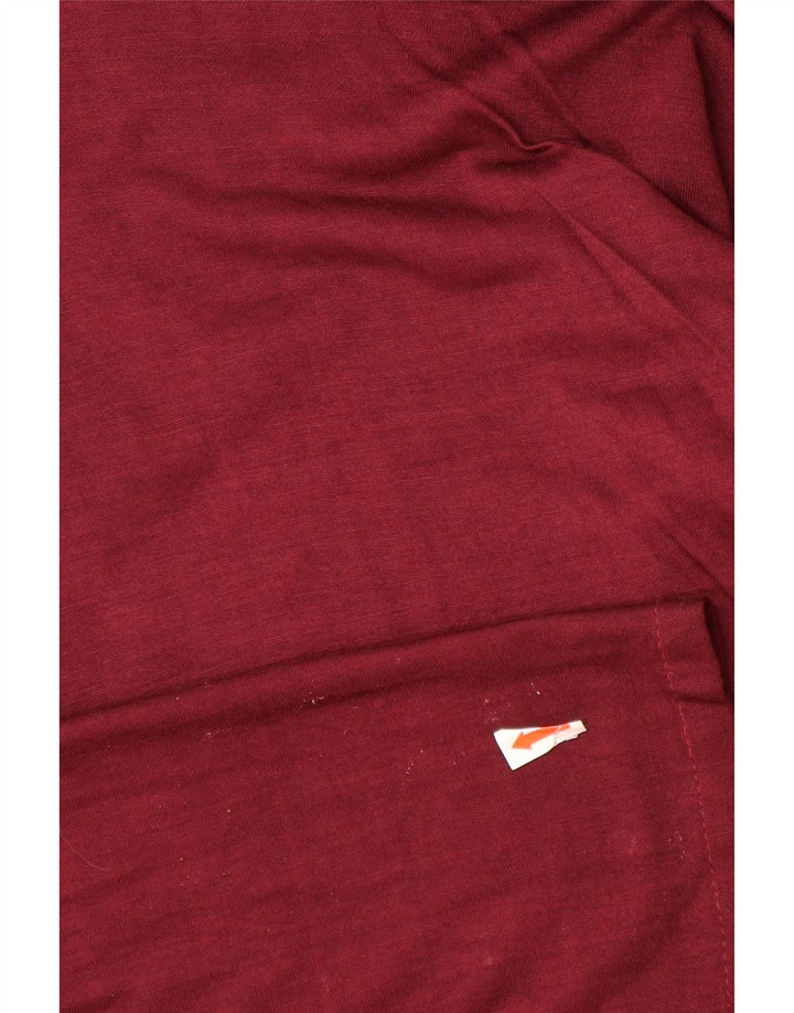 VINTAGE Mujer Top Manga Larga Reino Unido 14 Grande Borgoña Floral