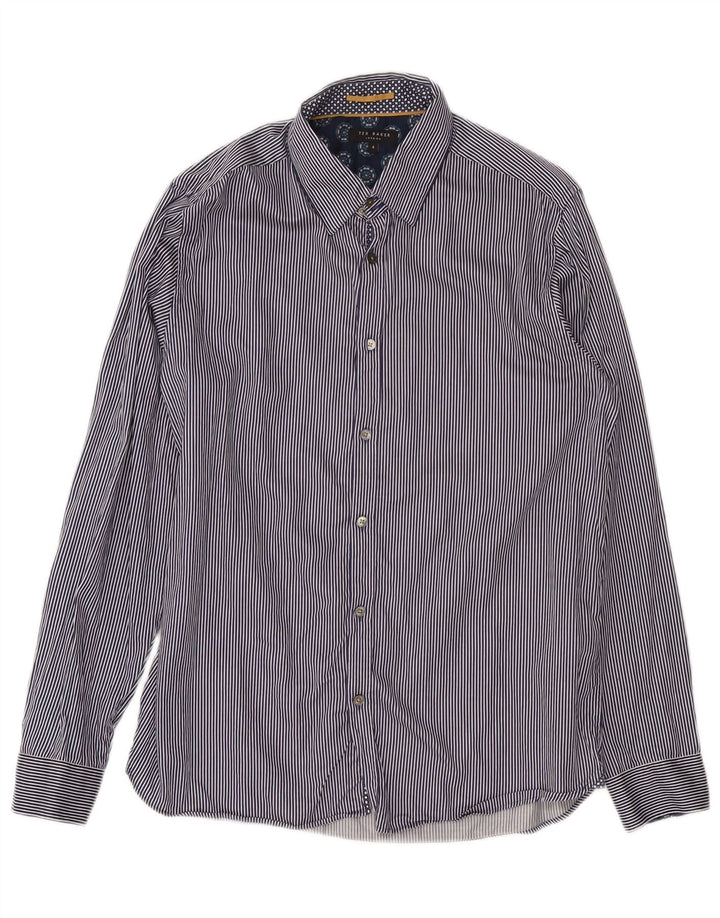 Ted Baker Camisa para hombre Talla 4 Grande Algodón a rayas azul marino