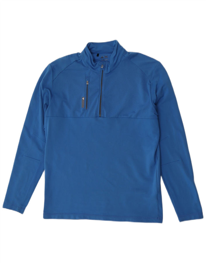 Adidas Mens Climalite Zip Neck Jersey Chándal Top Medio Azul Poliéster