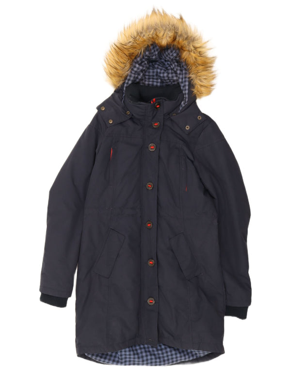 Abrigo acolchado con capucha para mujer Fat Face UK 40 Small Azul marino Nylon