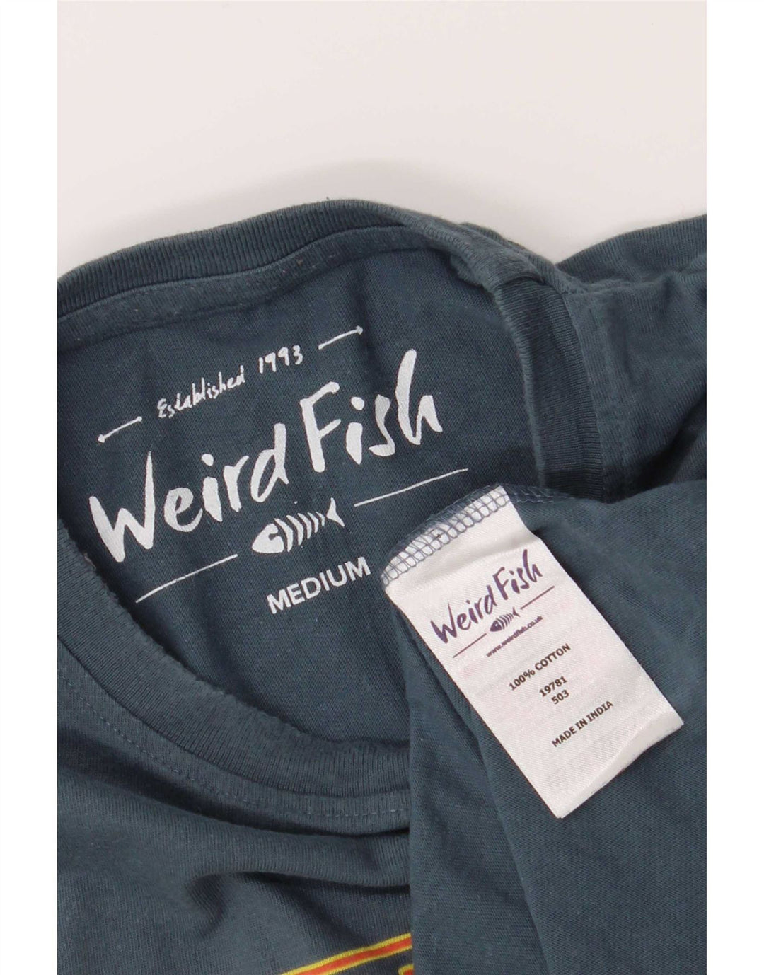 Weird Fish Camiseta gráfica para hombre Top Algodón azul medio