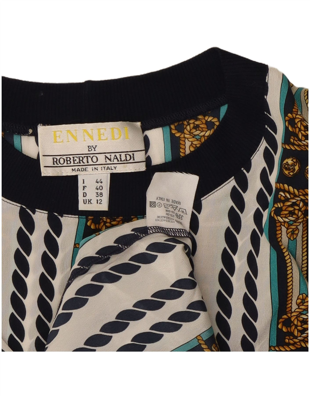 ENNEDI Blusa para mujer Top UK 12 Acetato de rayas blancas medianas