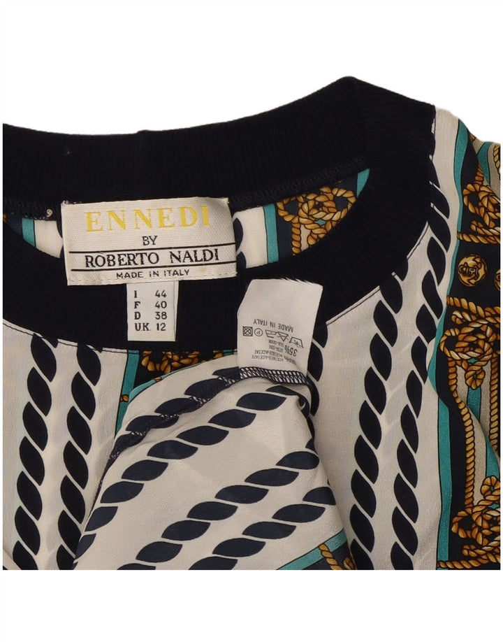 ENNEDI Blusa para mujer Top UK 12 Acetato de rayas blancas medianas