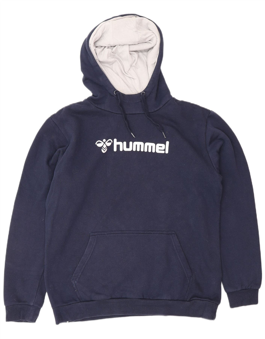 HUMMEL Jersey con capucha gráfica para hombre, tamaño grande, algodón azul marino