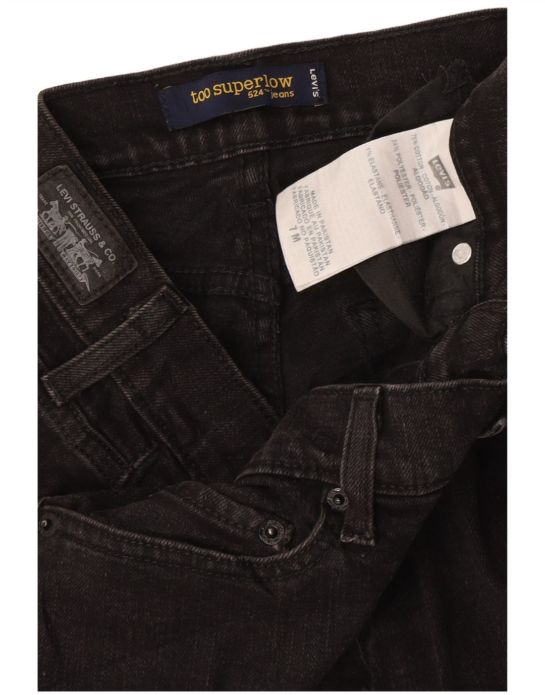 LEVI'S Shorts de mezclilla súper bajos 524 para mujer US 7 Medium W30 Algodón gris