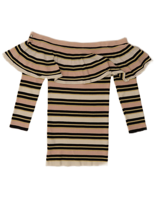 Patrizia Pepe Top con hombros descubiertos para mujer US 2 XS multicolor a rayas