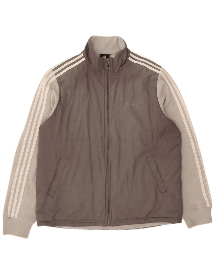 Adidas Chaqueta acolchada para hombre UK 40 Large Gris Colorblock Poliéster