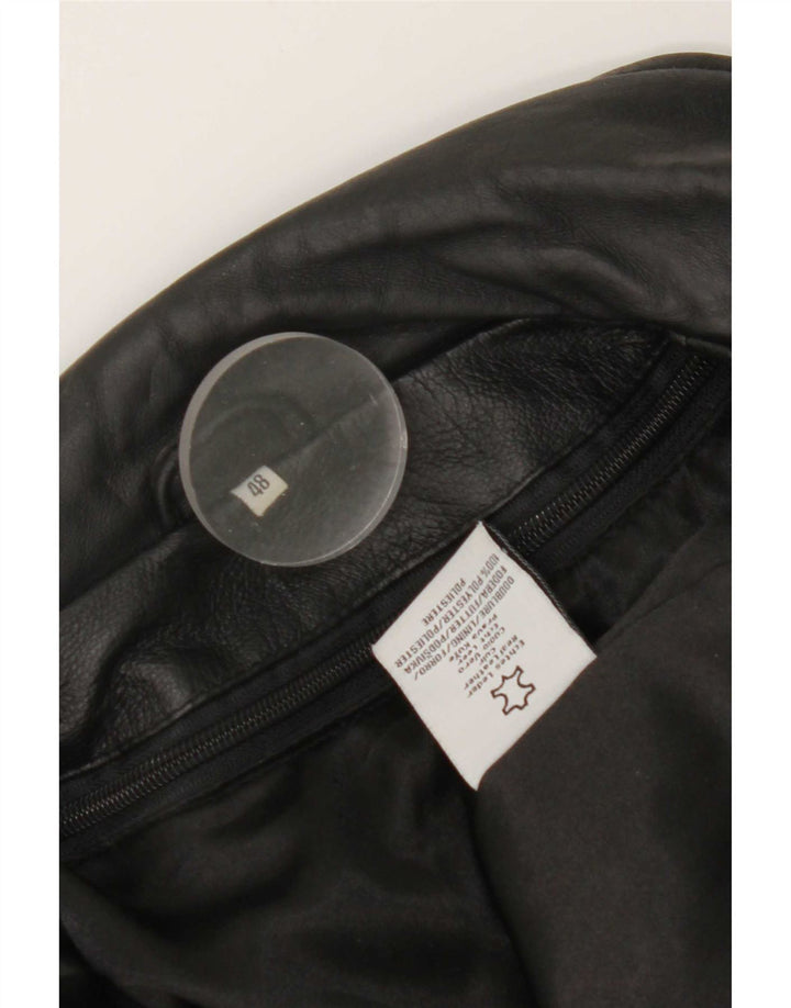 Chaqueta de cuero vintage para hombre IT 48 cuero negro medio