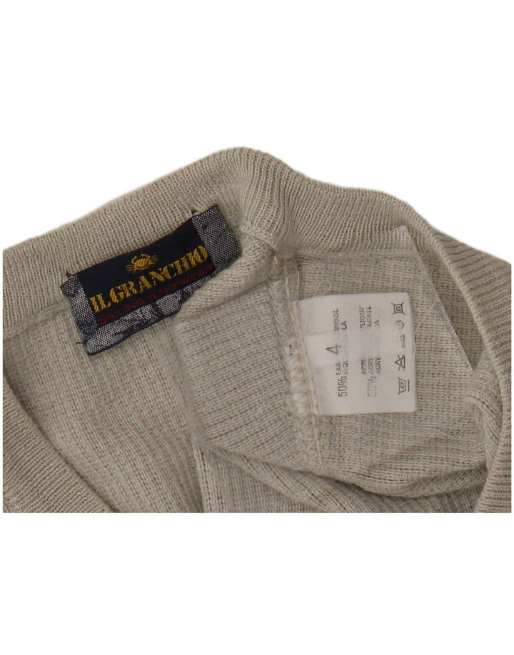 IL GRANCHIO Jersey Con Cuello En V De Lana Beige Medio Hombre