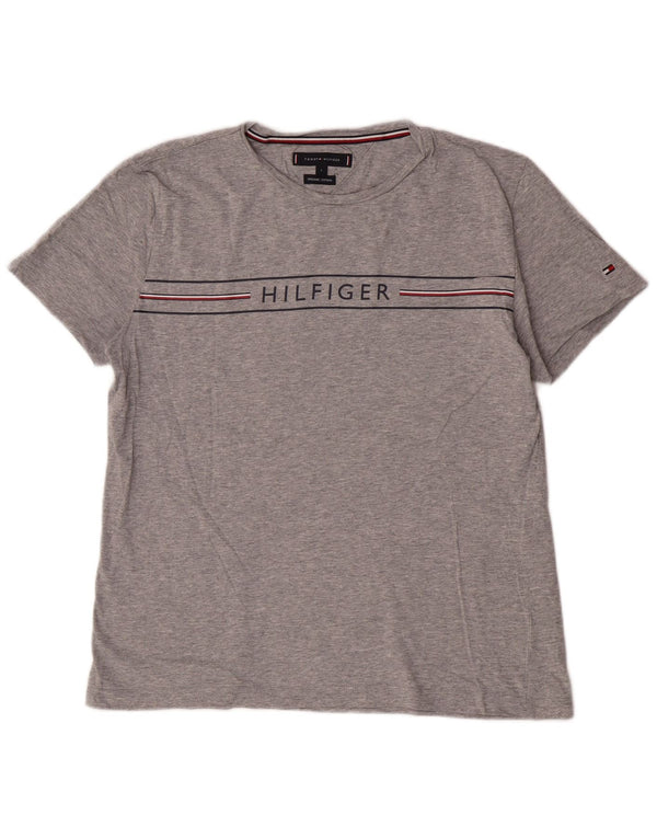 Tommy Hilfiger Camiseta gráfica de manga corta para mujer Top grande de algodón gris