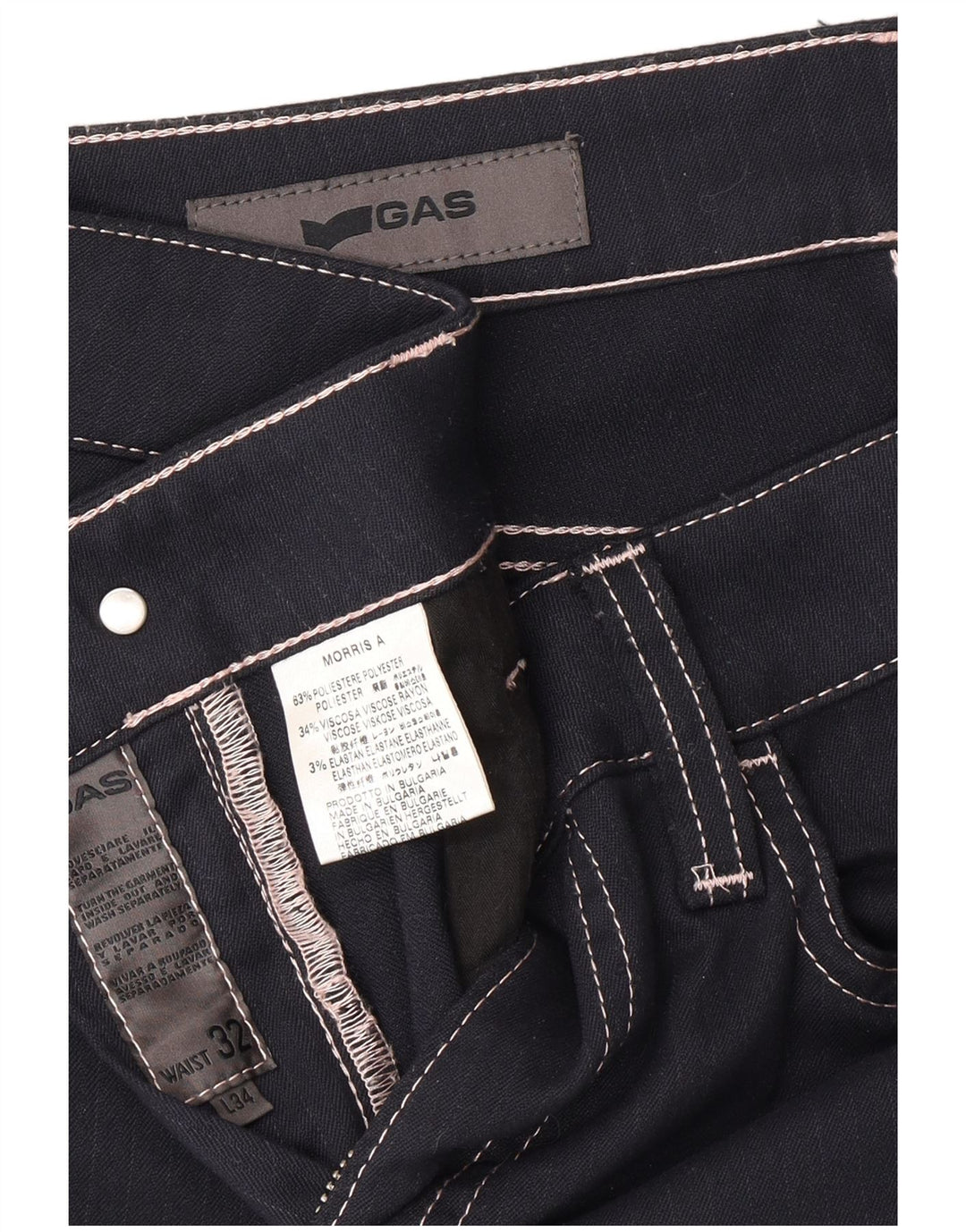 Pantalón Casual Recto Mujer GAS W32 L26 Poliéster Azul Marino