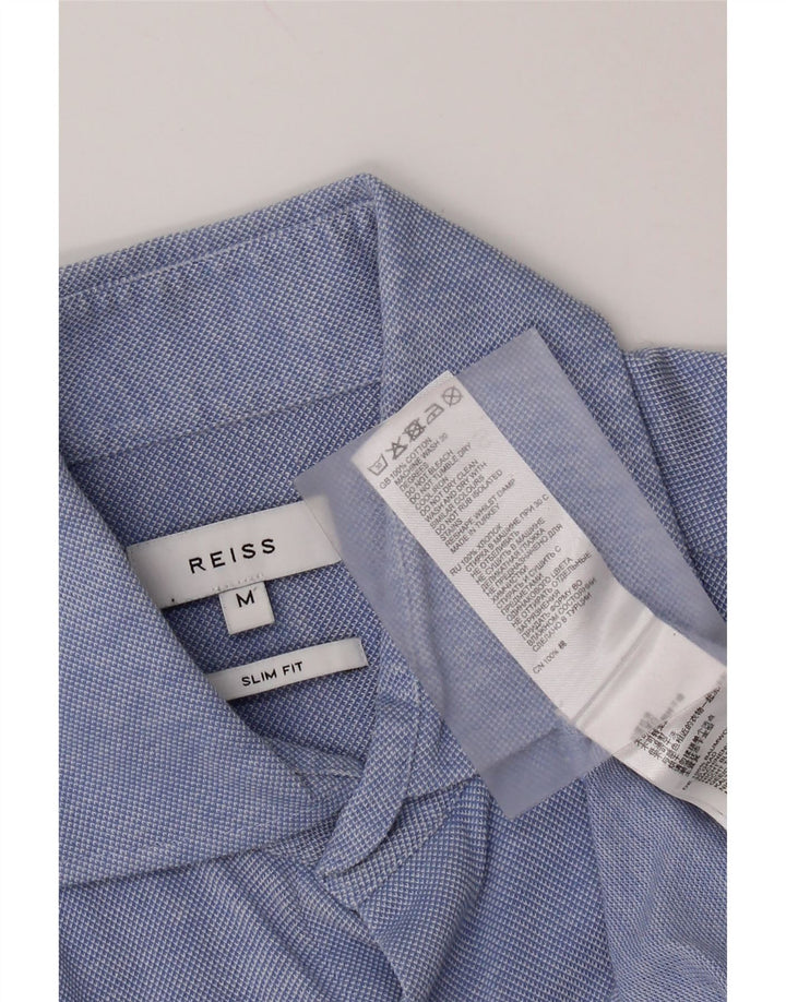 Camisa Reiss Slim Fit De Algodón Azul Medio |