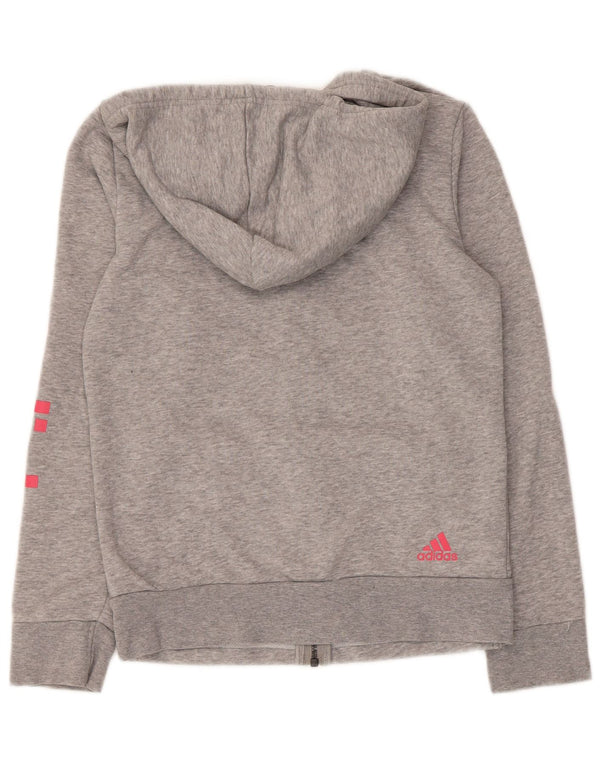 Adidas Sudadera con capucha y cremallera gráfica para mujer Reino Unido 8/10 Algodón moteado gris pequeño