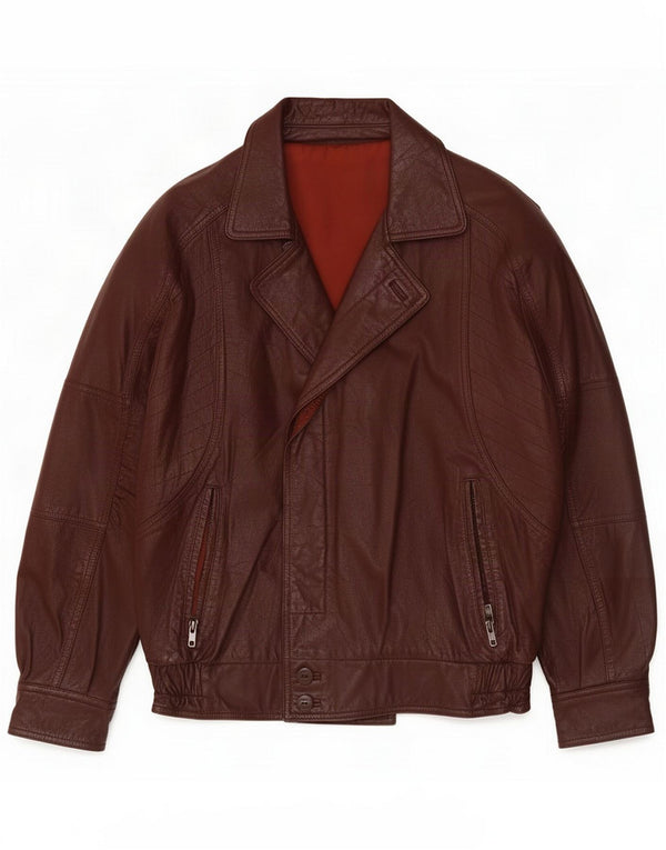 Chaqueta de cuero vintage para hombre UK 40 Large Brown