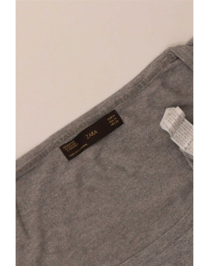 Zara - Jersey con cuello barco para mujer, talla 40, rayón gris medio