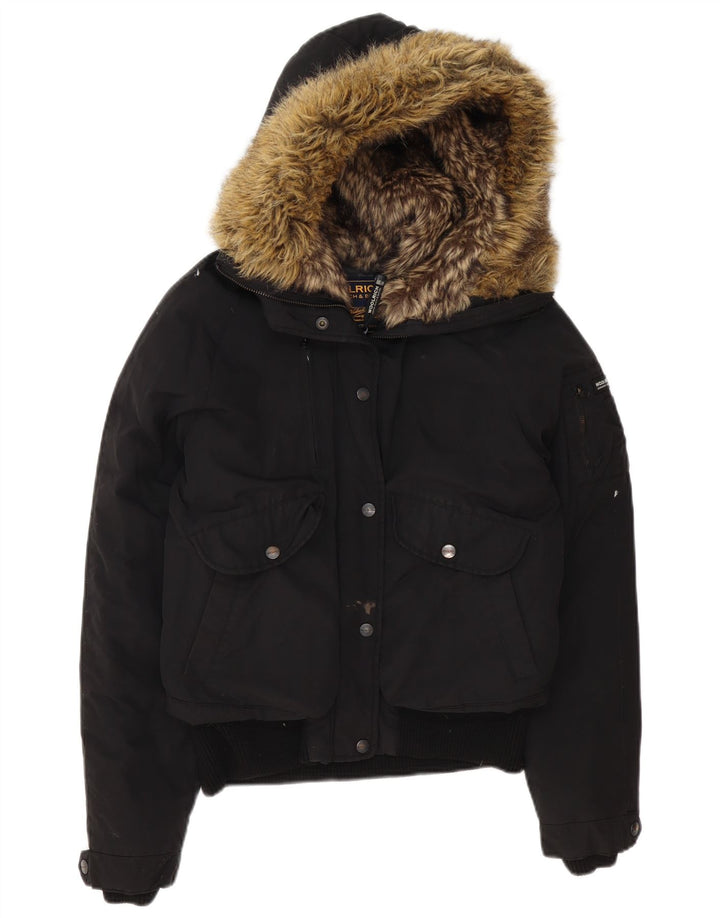 Woolrich Chaqueta acolchada con capucha para mujer UK 44 Mediana Poliéster negro