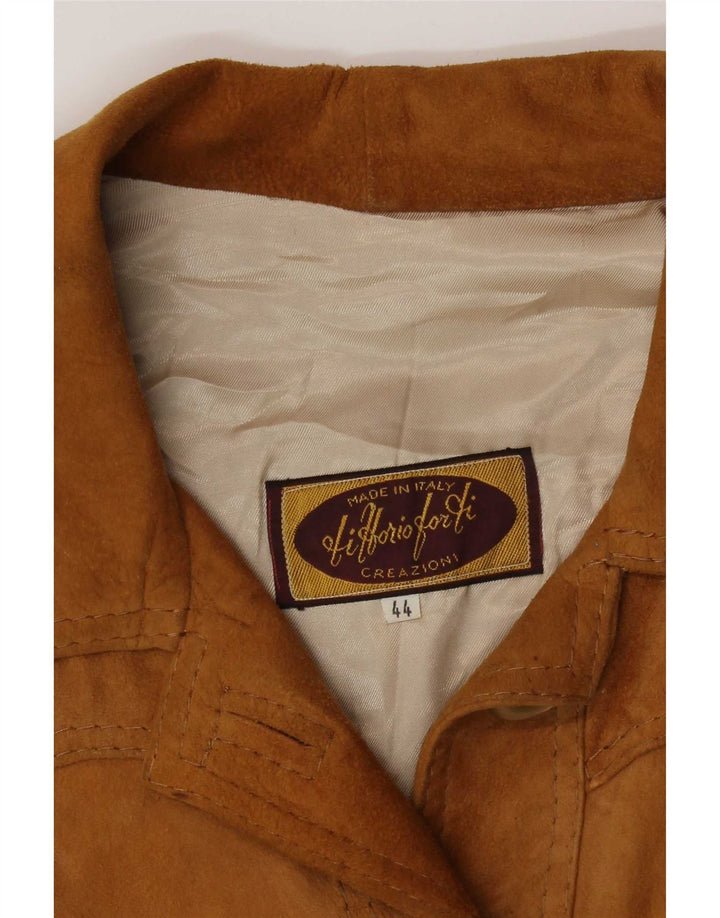 Vintage mujer ante bomber chaqueta IT 44 marrón medio retro