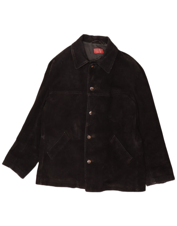 Sisley Chaqueta de ante para hombre UK 38 Medium Black Leather