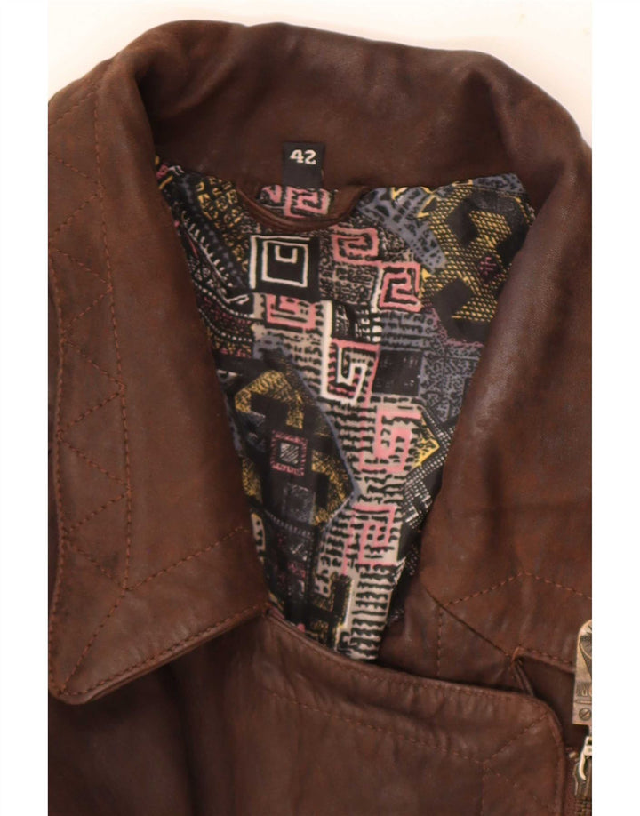 Chaqueta biker de cuero vintage para mujer IT 42 Marrón medio