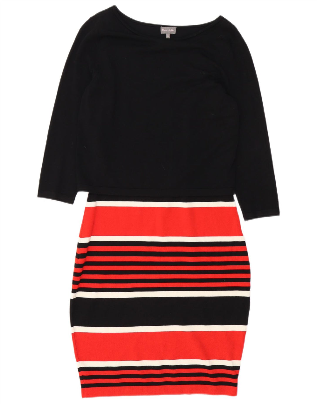 PHASE EIGHT Vestido tipo jersey de manga 3/4 para mujer UK 40 Small Black Stripes