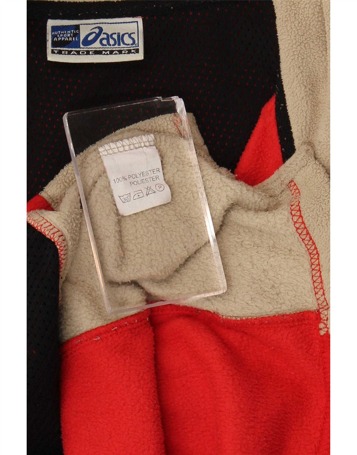Asics Hombre Zip Neck Fleece Jumper XL Rojo Colorblock Poliéster