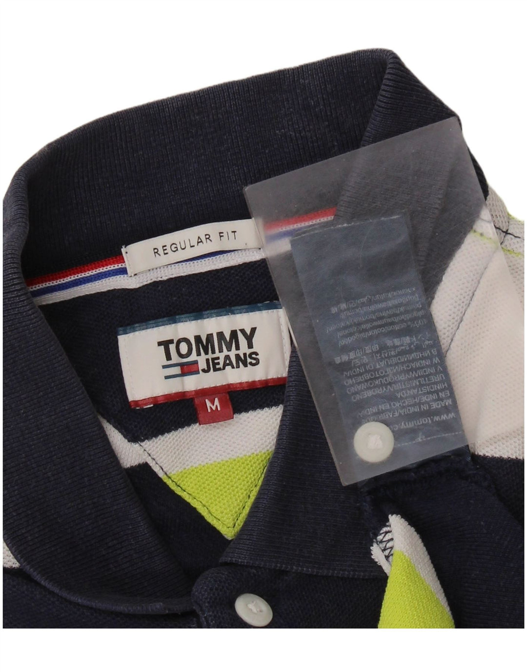 TOMMY HILFIGER Polo de rugby gráfico para hombre con rayas azul marino mediano