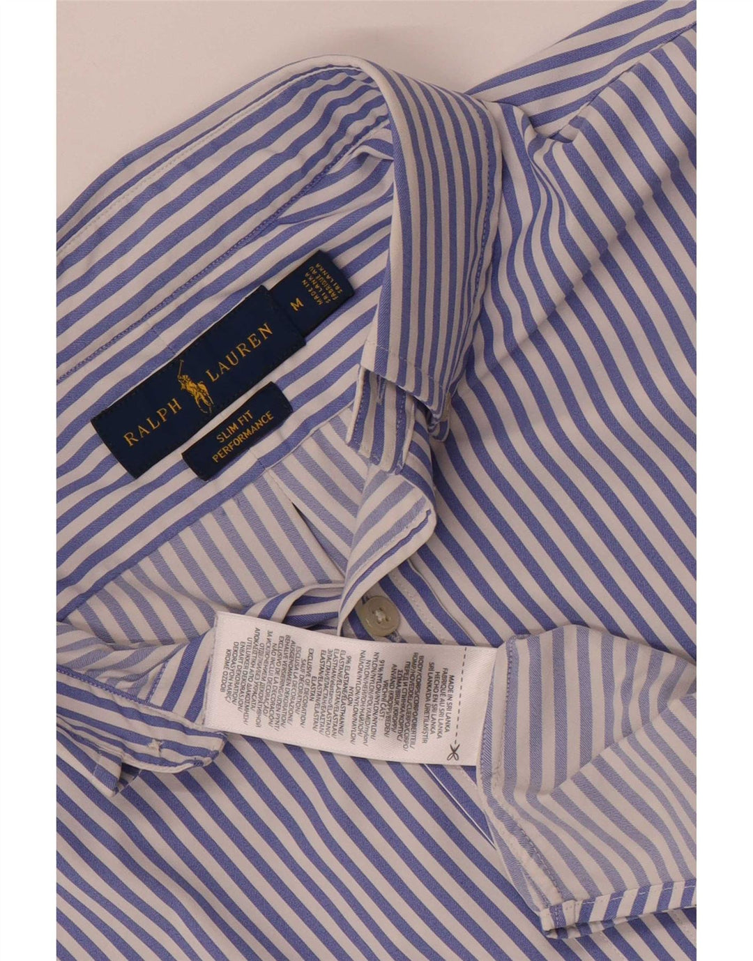 Camisa Ralph Lauren Hombre Slim Fit Nylon A Rayas Azul Medio