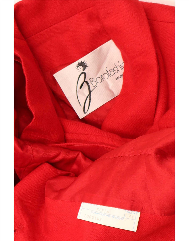 Vintage mujer 5 botones Blazer chaqueta IT 44 medio rojo lana clásico