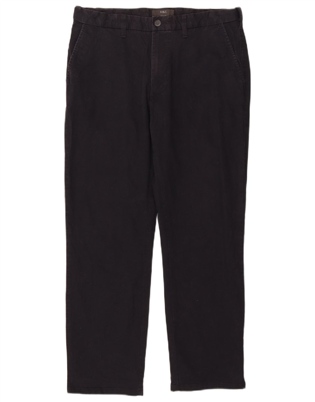 Marks & Spencer Pantalones chinos regulares para hombre W34 L29 Algodón negro