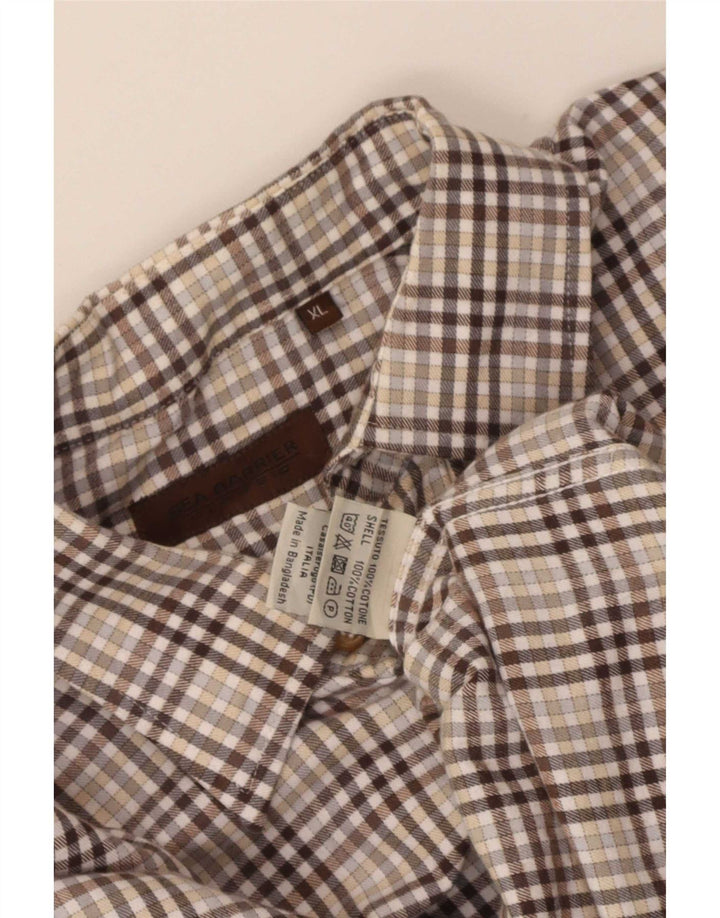 European Project Camisa de corte regular para hombre XL Algodón a cuadros marrón