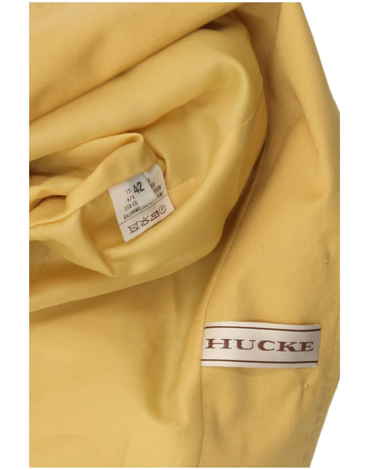 Hucke Chaqueta tipo blazer corta con 3 botones para mujer EU 42 Grande Algodón amarillo