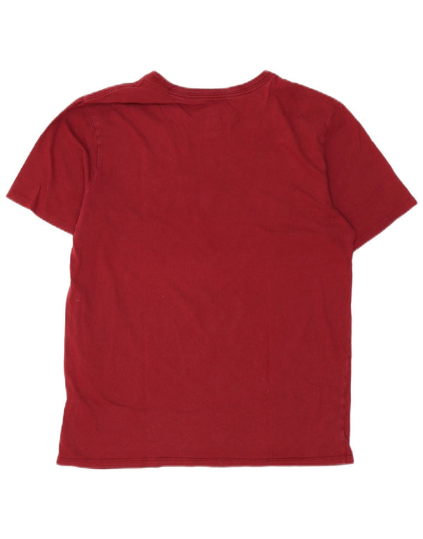 NIKE Camiseta gráfica de corte atlético para mujer UK 40 Algodón burdeos mediano