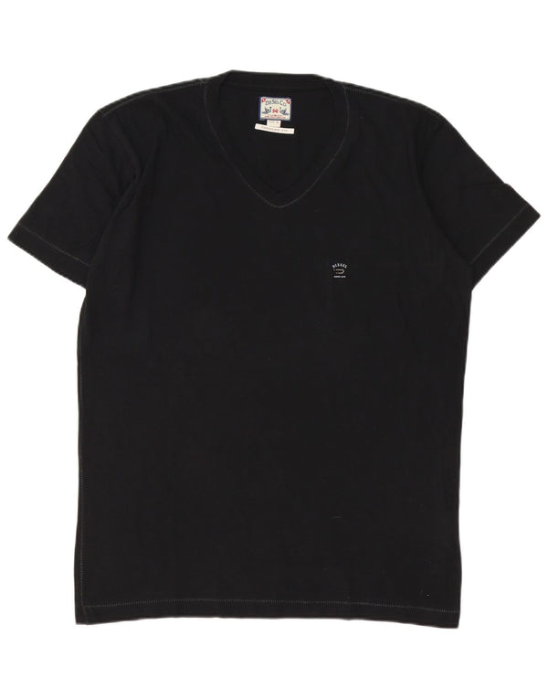 Diesel Hombre Regular Fit Camiseta Top Medio Algodón Negro