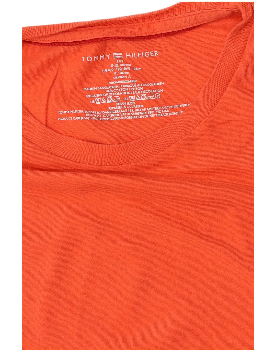 Tommy Hilfiger - Camiseta para hombre, talla grande, color naranja, algodón
