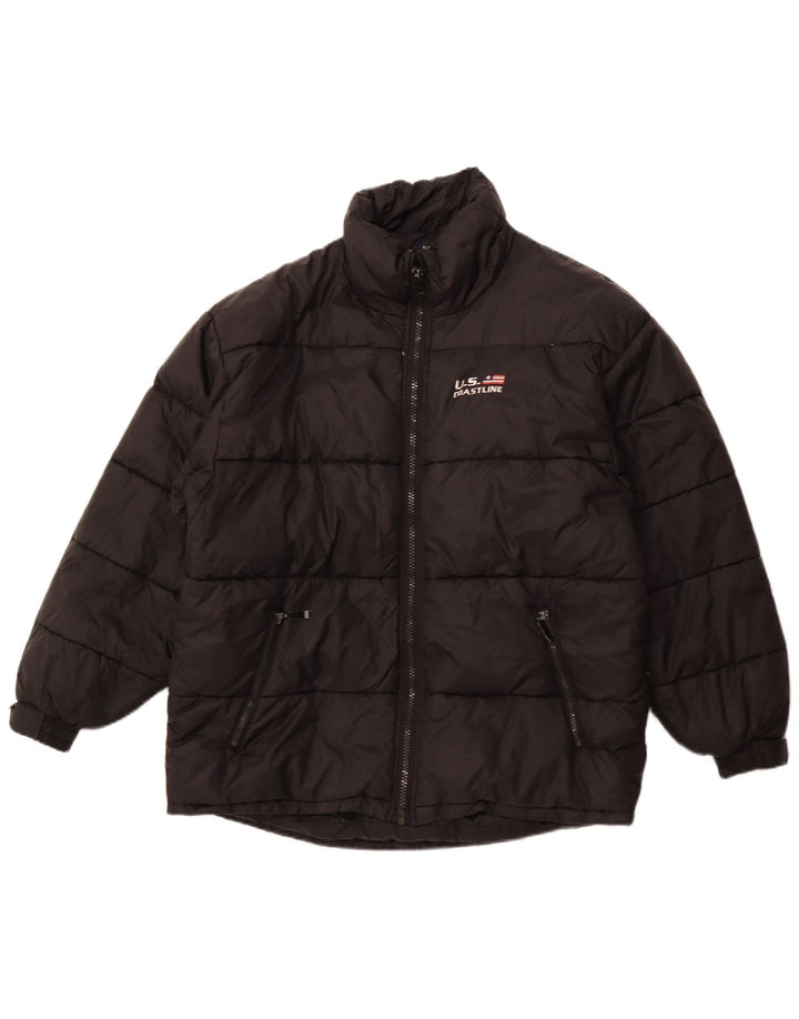Chaqueta acolchada vintage para hombre Reino Unido 42 XL Poliéster negro