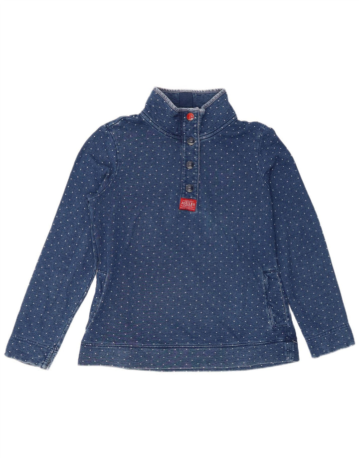 Joules - Sudadera con cuello y botones para mujer, talla 40, talla mediana, color azul lunares