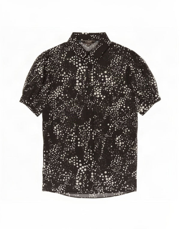 Lipsy Blusa camisera de manga corta para mujer UK 40 Small Poliéster con lunares negros