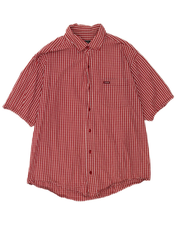 Kickers Camisa De Manga Corta Para Hombre De Algodón Con Cuadros Rojos Grandes