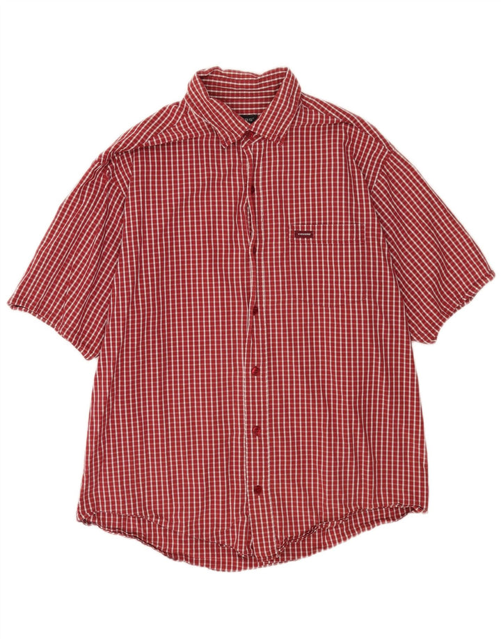 Kickers Camisa De Manga Corta Para Hombre De Algodón Con Cuadros Rojos Grandes