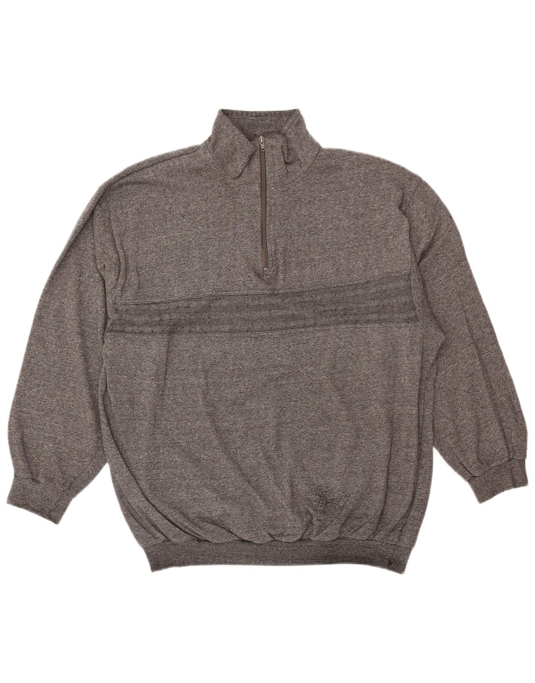 VINTAGE Mujer Zip Neck Sudadera Jumper UK 18 XL Gris Flecked