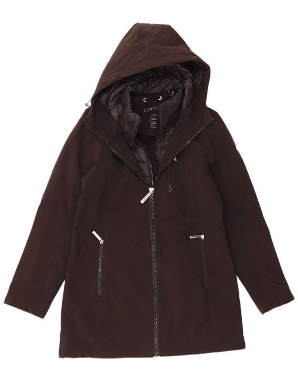 CALVIN KLEIN Chaqueta cortavientos con capucha para mujer UK 44 Mediana Poliéster negro