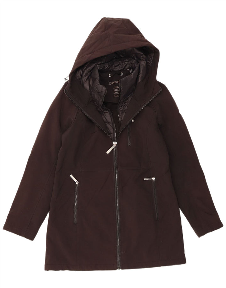 CALVIN KLEIN Chaqueta cortavientos con capucha para mujer UK 44 Mediana Poliéster negro